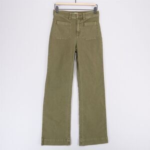 Faherty Stretch Terry Patch Pocket Pants Womens 27 Washed Olive Green